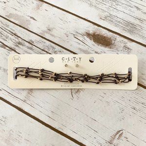 City New York Women's Brown Multi Strand Beaded Choker Necklace & Earrings Set